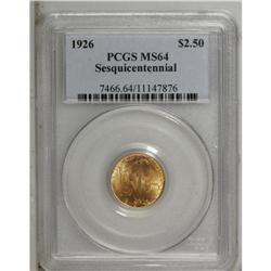 1926 $2 1/2 Sesquicentennial MS64 PCGS. Lustrous coppe 