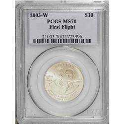 2003-W G$10 First Flight Gold Eagle MS70 PCGS. An amaz 