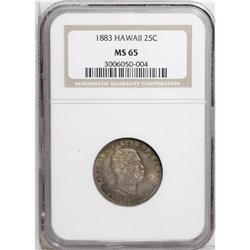 1883 25C Hawaii Quarter MS65 NGC. Strong luster shines 