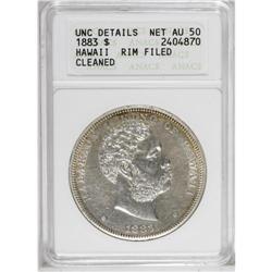 1883 S$1 Hawaii Dollar--Rim Filed, Cleaned--ANACS. Unc 