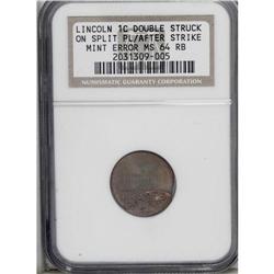 Undated Lincoln Cent--Double Struck on a Split Planchet 