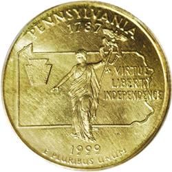 1999-P 25C Pennsylvania MS67 PCGS. The U.S. Mint condu 