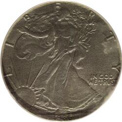 1986 S$1 Silver Eagle--Obverse Struck on Emery Disc--M 