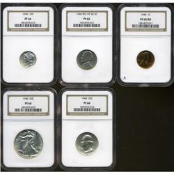 1940 MS Proof Set PR65 to PR66 NGC. The set includes: 