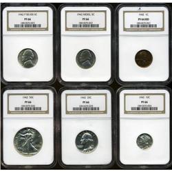 1942 MS Proof Set PR64 to PR66 NGC. The set includes: 
