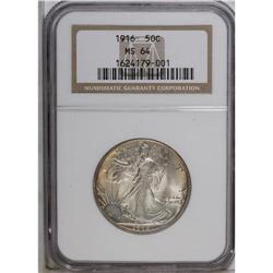 1916 50C MS64 NGC. A lustrous piece, nicely struck wit 