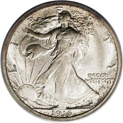 1916-D 50C MS65 PCGS. Softly detailed over the central 