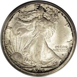 1916-S 50C MS64 PCGS. Deep smoke-gray and russet tonin 