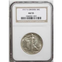 1917-S 50C Obverse AU55 NGC. A well struck, lightly wo 