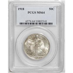 1918 50C MS64 PCGS. Smoke-gray with a few dark toning 