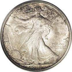 1918-D 50C MS64 PCGS. The 1918-D is a scarce issue amo 