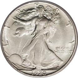 1920-S 50C MS64 PCGS. Silver-gold surfaces with a hint 