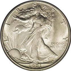 1921-D 50C MS64 PCGS. The satiny, brilliant surfaces a 