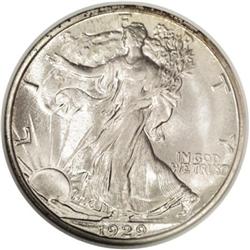 1929-S 50C MS66 NGC. A mostly brilliant surface covers 