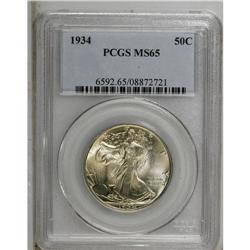1934 50C MS65 PCGS. A solidly struck piece that has go 
