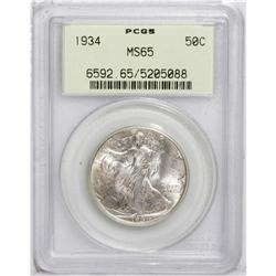1934 50C MS65 PCGS. In contrast to the obverse, which 