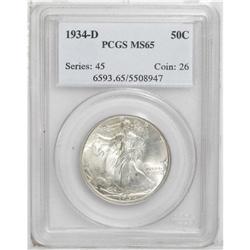 1934-D 50C MS65 PCGS. Though not flashy, this lovely g 