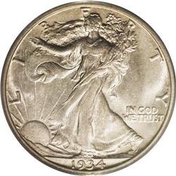 1934-S 50C MS65 PCGS. Blended chestnut and dove-gray h 