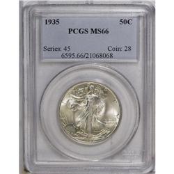 1935 50C MS66 PCGS. Delicate honey toning endows this 