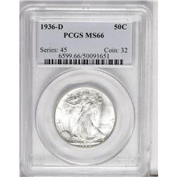 1936-D 50C MS66 PCGS. Highly lustrous with a well-defi 