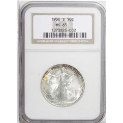 1936-S 50C MS65 NGC. A luminous example with arcs of t 