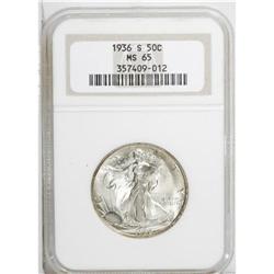 1936-S 50C MS65 NGC. A well struck Gem with attractive 