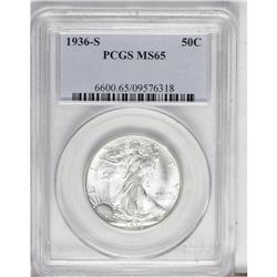 1936-S 50C MS65 PCGS. Hints of ice-blue patina appear 