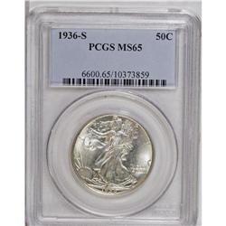 1936-S 50C MS65 PCGS. A boldly struck Gem that sports 