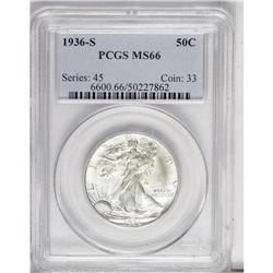 1936-S 50C MS66 PCGS. Hints of ice-blue patina appear 