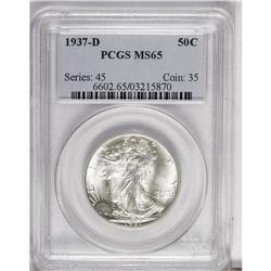 1937-D 50C MS65 PCGS. This essentially untoned Gem has 