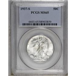 1937-S 50C MS65 PCGS. A lustrous Gem, solidly struck w 