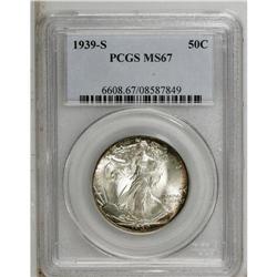 1939-S 50C MS67 PCGS. A ring of russet-bronze patina a 