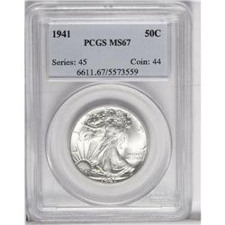 1941 50C MS67 PCGS. Light chestnut-gold patina illumin 