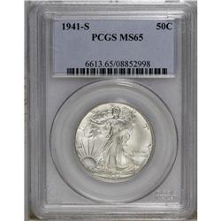 1941-S 50C MS65 PCGS. Delicate ice-blue patina appears 