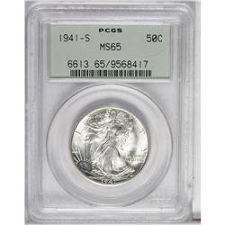 1941-S 50C MS65 PCGS. The surfaces are largely brillia 
