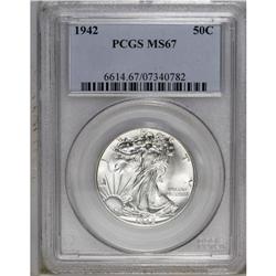 1942 50C MS67 PCGS. A brilliant and solidly struck Sup 