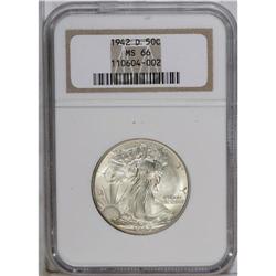 1942-D 50C MS66 NGC. Highly lustrous with a solid stri 