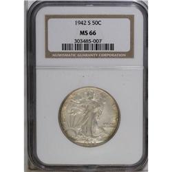 1942-S 50C MS66 NGC. A lustrous and well-preserved pie 