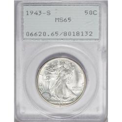 1943-S 50C MS65 PCGS. The softly lustrous surfaces hav 