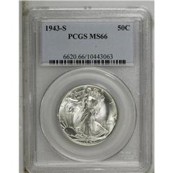 1943-S 50C MS66 PCGS. The devices have nice detail, in 