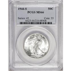 1944-S 50C MS66 PCGS. Highly lustrous and essentially 