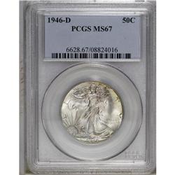 1946-D 50C MS67 PCGS. Highly lustrous with mustard-gol 