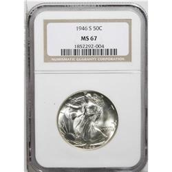 1946-S 50C MS67 NGC. Boldly struck and highly lustrous 