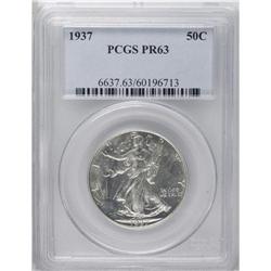 1937 50C PR63 PCGS. Deeply reflective beneath moderate 