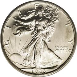 1938 50C PR67 PCGS. Delicate silver-gray and chestnut 