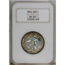 1941 50C PR67 NGC. A ring of russet patina surrounds t 