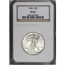 1942 50C PR67 NGC. A gleaming Superb Gem, largely bril 