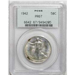 1942 50C PR67 PCGS. Milky green haze has largely obscu 