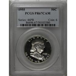 1955 50C PR67 Cameo PCGS. A delicately frosted piece t 