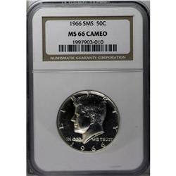 1966 50C SMS MS66 Cameo NGC. A touch of lemon-yellow a 